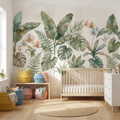 Botanical Wallpaper Tropical Watercolor Wall Mural