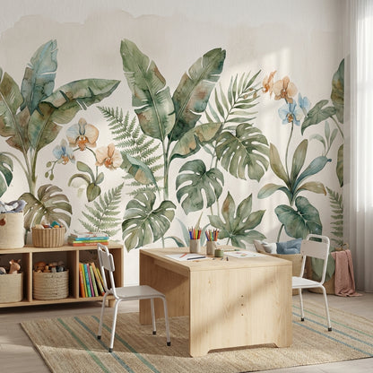 Botanical Wallpaper Tropical Watercolor Wall Mural
