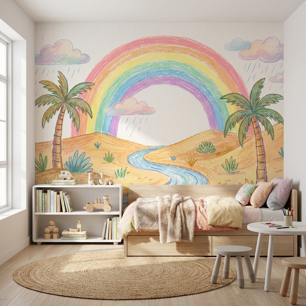 Desert Landscape Wallpaper Rainbow Pastel Wall Mural