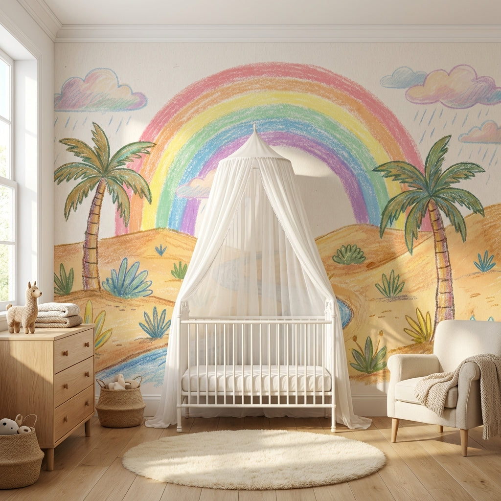 Desert Landscape Wallpaper Rainbow Pastel Wall Mural