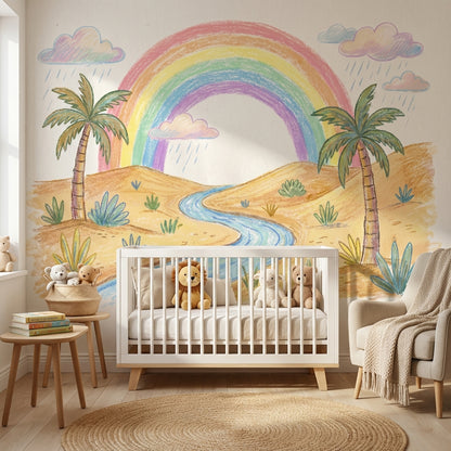 Desert Landscape Wallpaper Rainbow Pastel Wall Mural