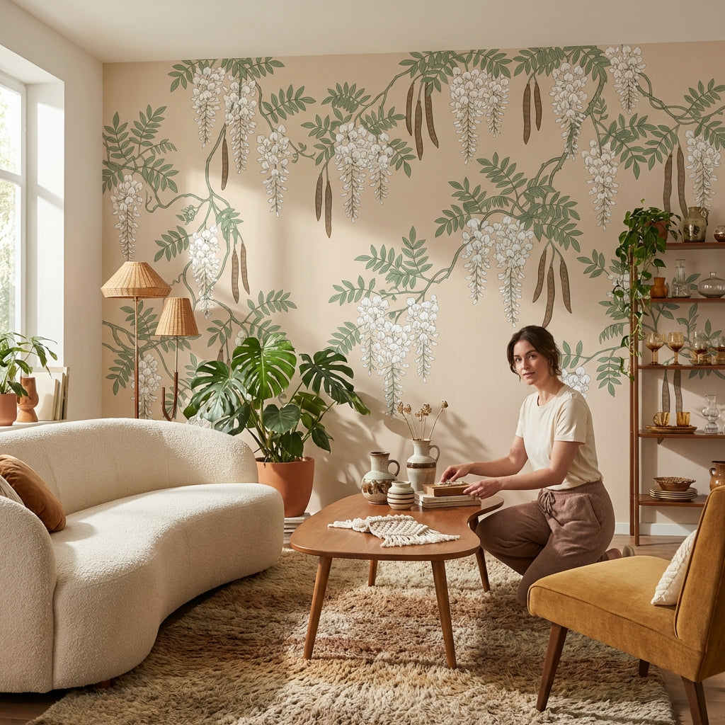 Chinoiserie Floral Wallpaper Elegant Vintage Wall Mural