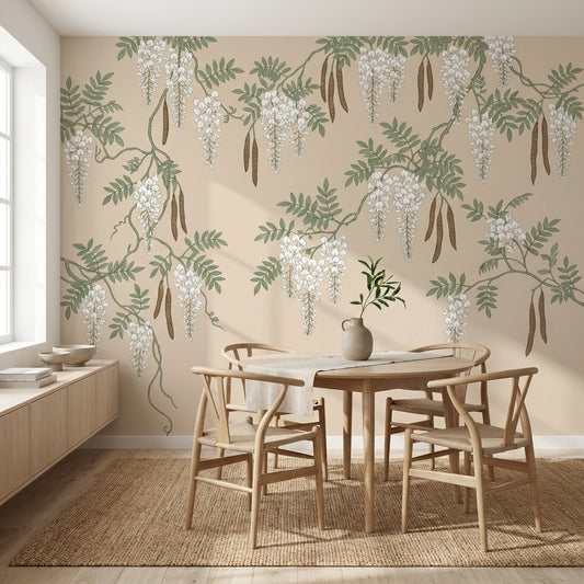 Chinoiserie Floral Wallpaper Elegant Vintage Wall Mural