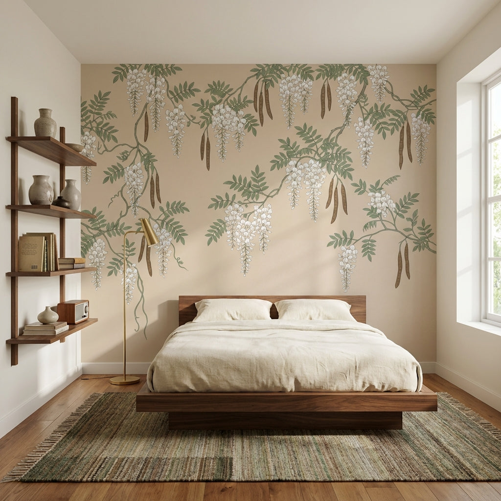 Chinoiserie Floral Wallpaper Elegant Vintage Wall Mural