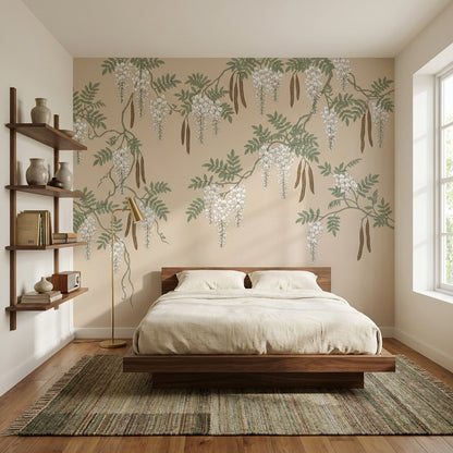 Chinoiserie Floral Wallpaper Elegant Vintage Wall Mural