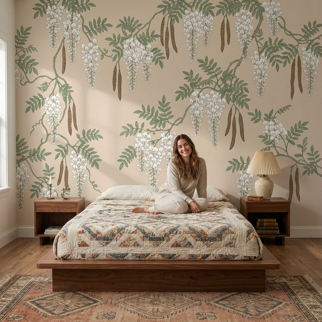 Chinoiserie Floral Wallpaper Elegant Vintage Wall Mural