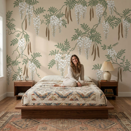 Chinoiserie Floral Wallpaper Elegant Vintage Wall Mural