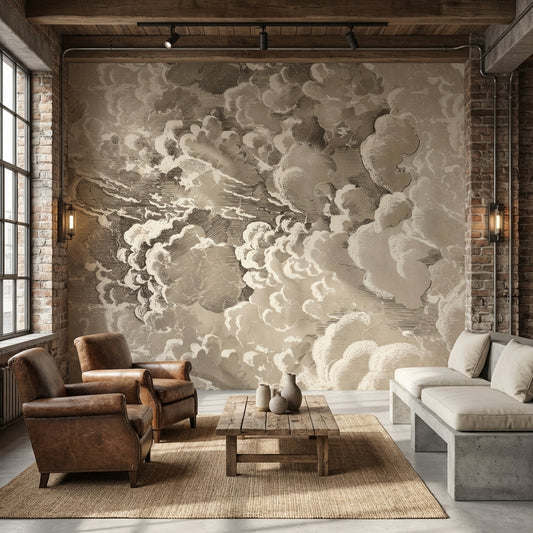 Clouds Wallpaper Abstract Vintage Removable Wall Decor