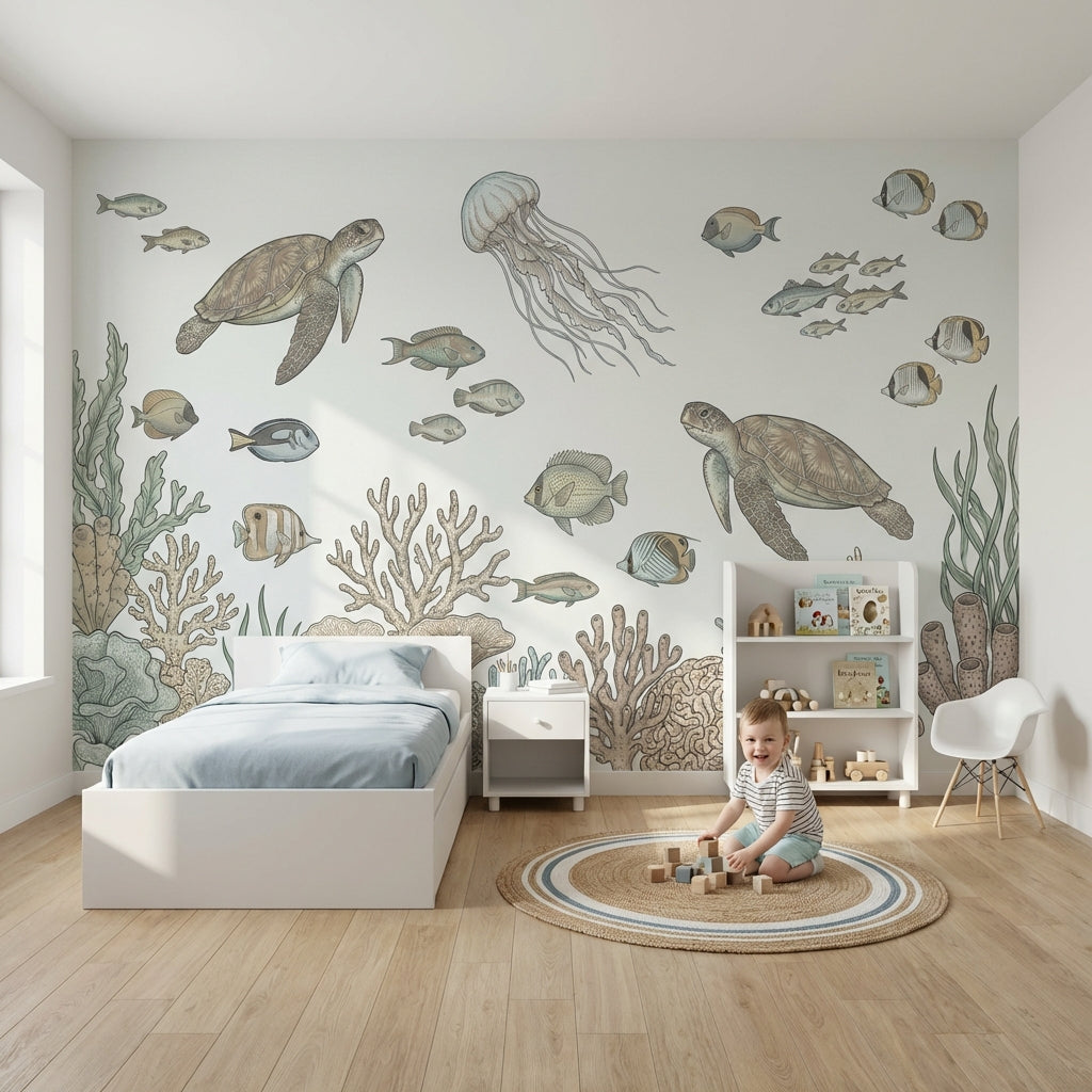 Underwater Wallpaper Turtles Marine Life Wall Mural
