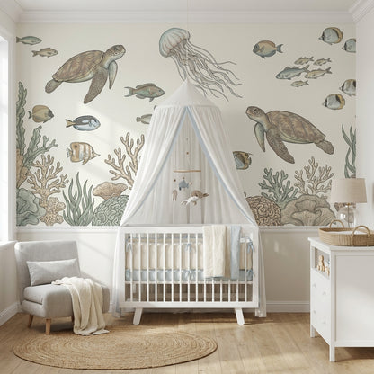Underwater Wallpaper Turtles Marine Life Wall Mural
