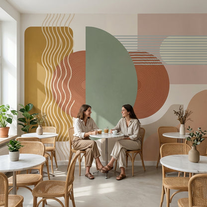 Muted Green Wallpaper Geometric Modern Wall Mural