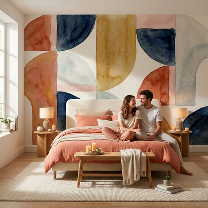 Watercolor Texture Wallpaper Geometric Abstract Wall Mural