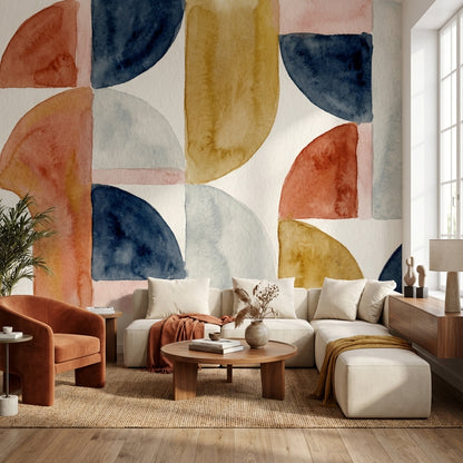 Watercolor Texture Wallpaper Geometric Abstract Wall Mural