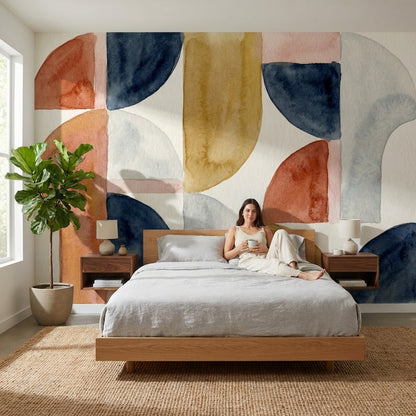 Watercolor Texture Wallpaper Geometric Abstract Wall Mural