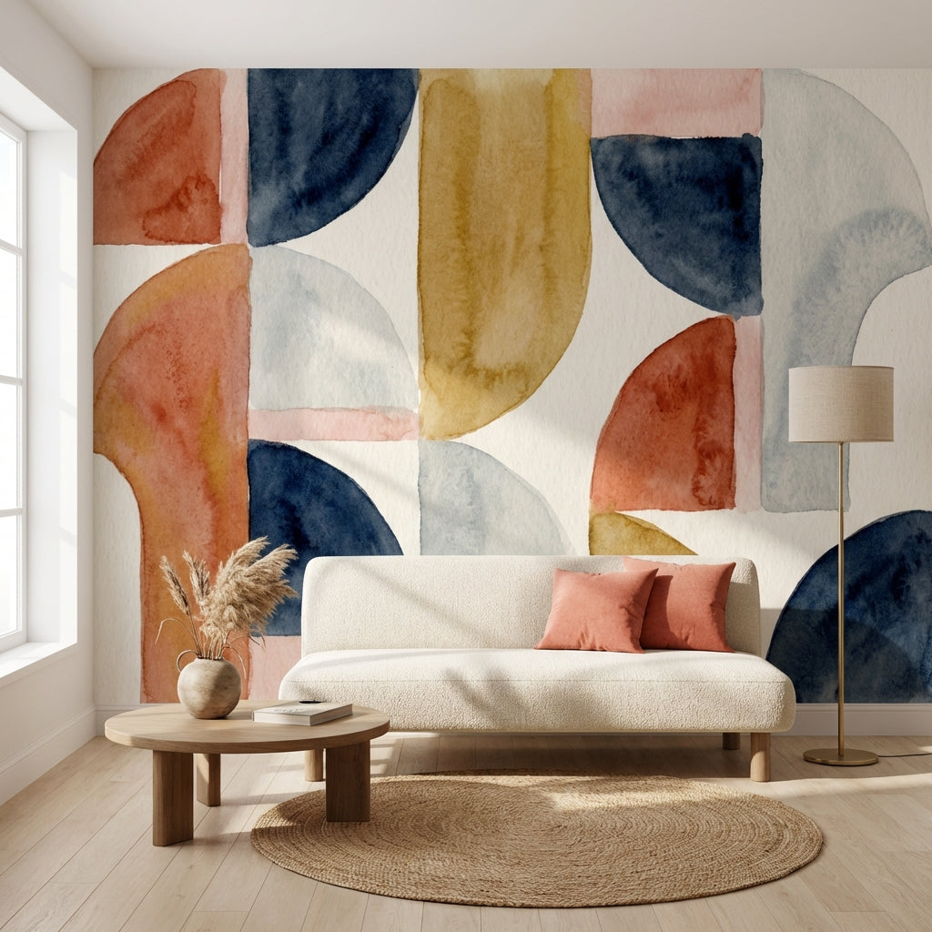 Watercolor Texture Wallpaper Geometric Abstract Wall Mural