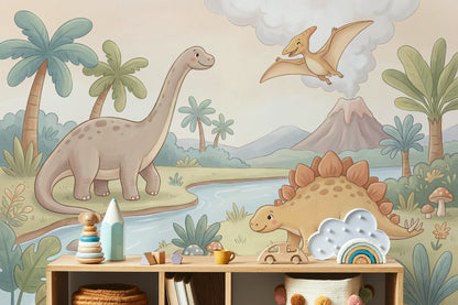 Dinosaurs Wallpaper Prehistoric Cartoon Wall Mural