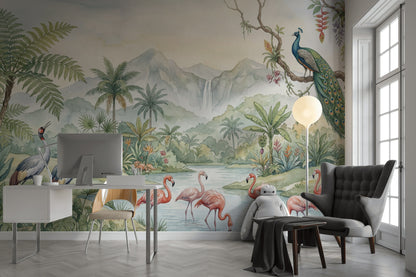Tropical Birds Wallpaper Vintage Tropical Wall Mural