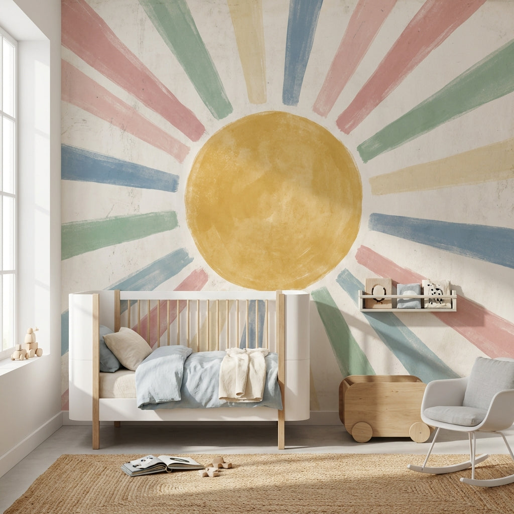 Sun Wallpaper Geometric Radiating Wall Mural