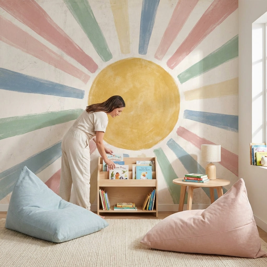 Sun Wallpaper Geometric Radiating Wall Mural