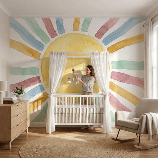 Sun Wallpaper Abstract Geometric Wall Mural