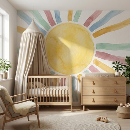 Sun Wallpaper Abstract Geometric Wall Mural