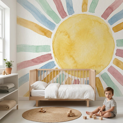 Sun Wallpaper Abstract Geometric Wall Mural
