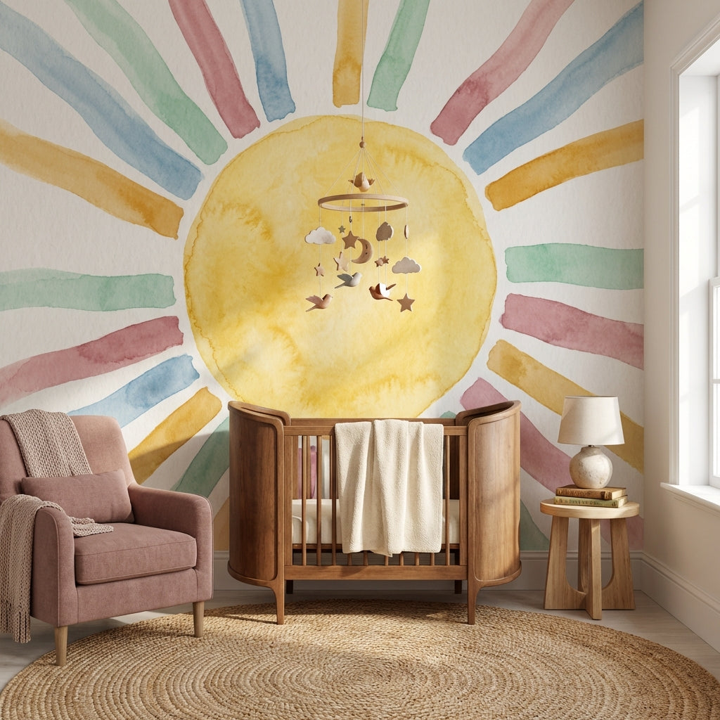 Sun Wallpaper Abstract Geometric Wall Mural
