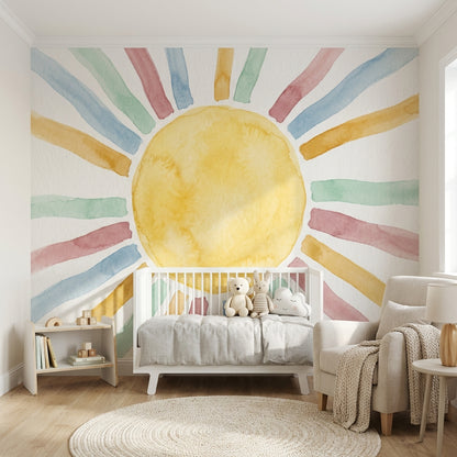 Sun Wallpaper Abstract Geometric Wall Mural