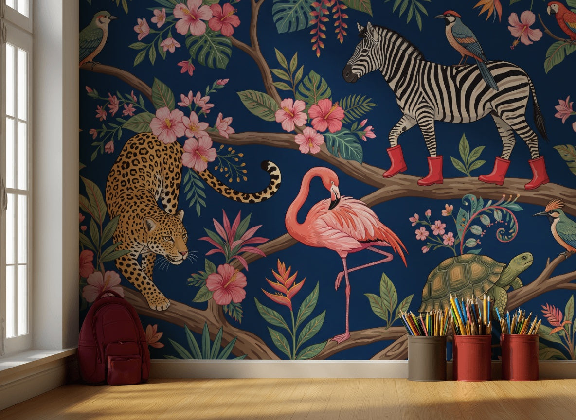 Tropical Animals Wallpaper Vibrant Jungle Wall Mural