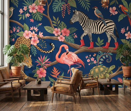 Tropical Animals Wallpaper Vibrant Jungle Wall Mural