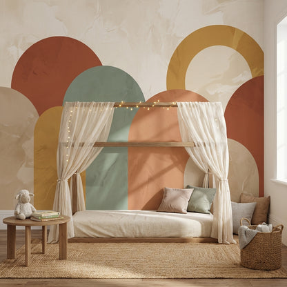 Mid-Century Modern Wallpaper Geometric Abstract Wall Mural