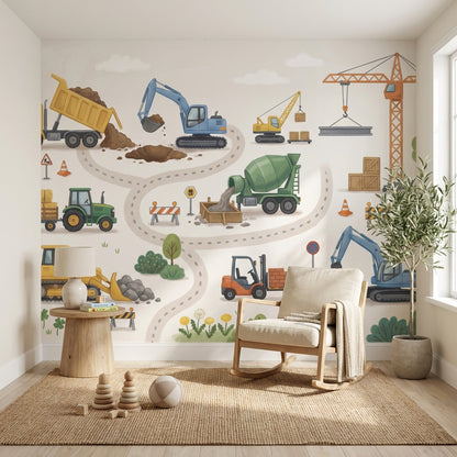 Shades Of Green Wallpaper Construction Fun Wall Mural