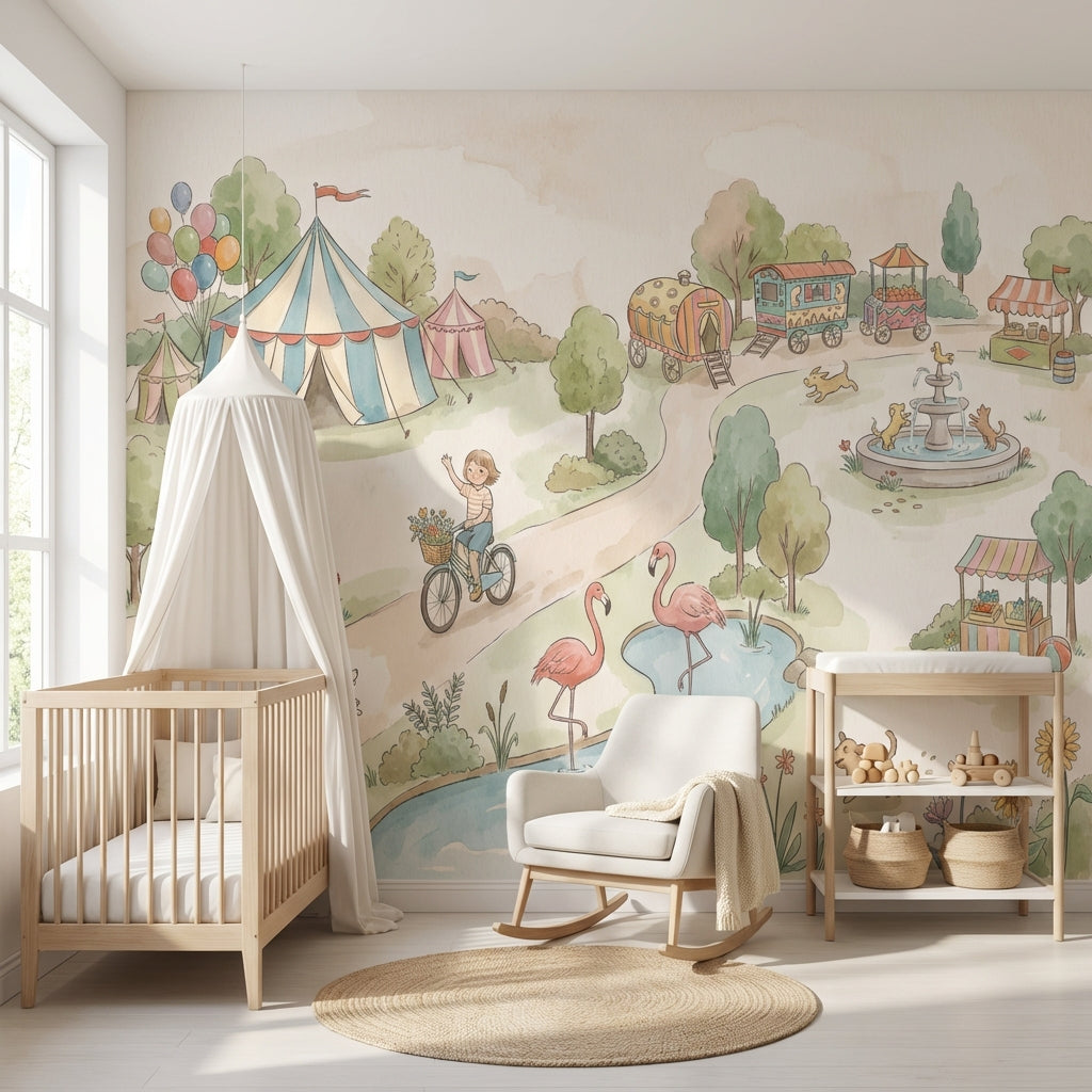 Circus Wallpaper Playful Vintage Wall Mural