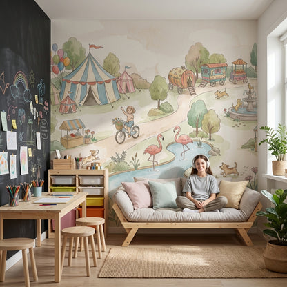 Circus Wallpaper Playful Vintage Wall Mural