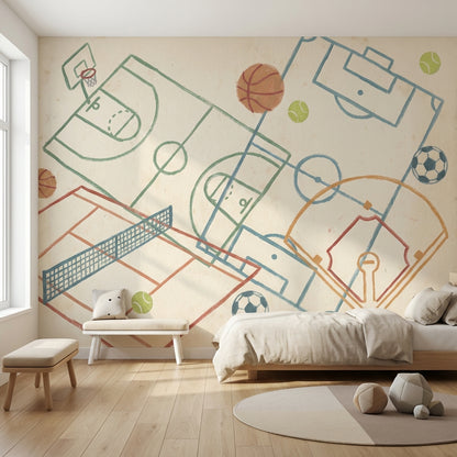 Sports Wallpaper Geometric Abstract Removable Wall Decor