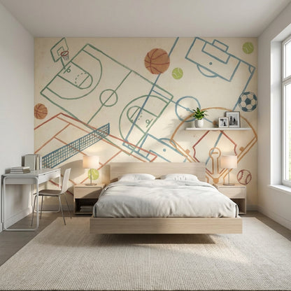 Sports Wallpaper Geometric Abstract Removable Wall Decor