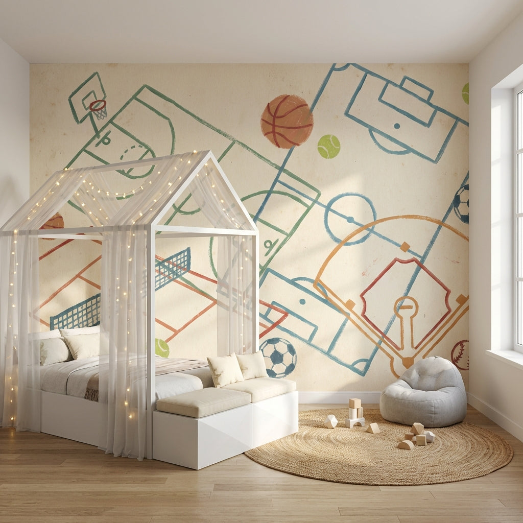 Sports Wallpaper Geometric Abstract Removable Wall Decor