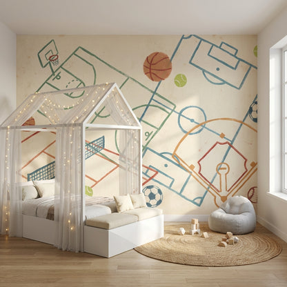 Sports Wallpaper Geometric Abstract Removable Wall Decor