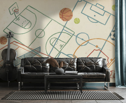 Sports Wallpaper Geometric Abstract Removable Wall Decor