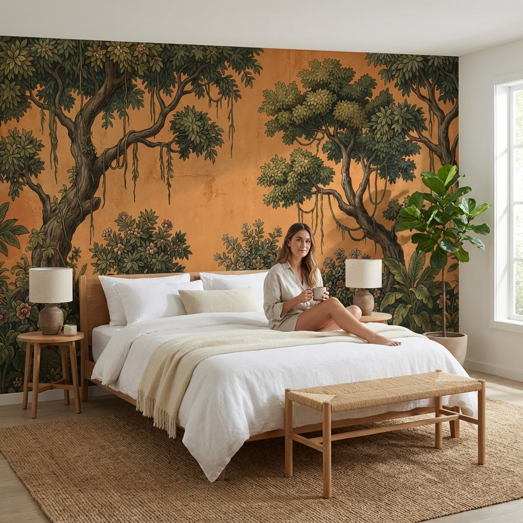 Tree Wallpaper Vintage Floral Wall Mural