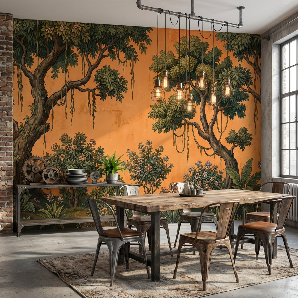 Tree Wallpaper Vintage Floral Wall Mural