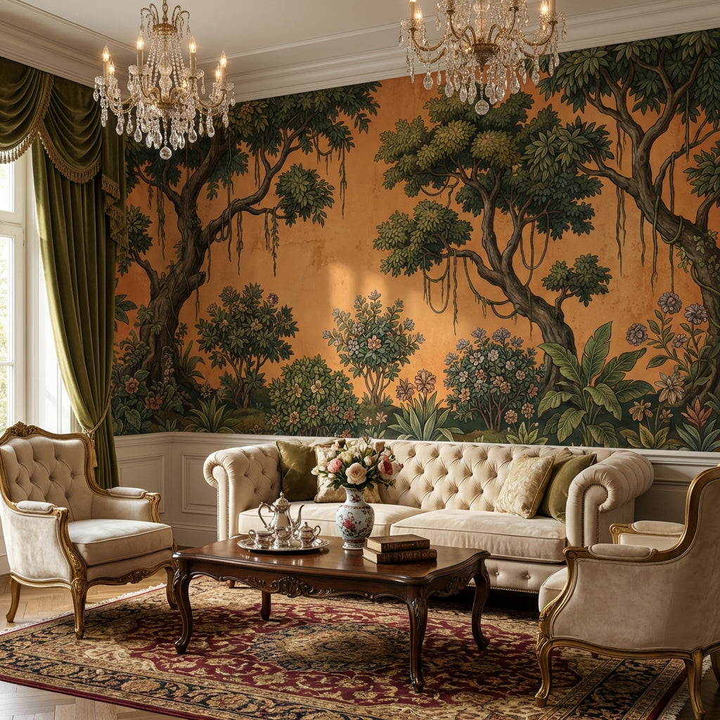 Tree Wallpaper Vintage Floral Wall Mural