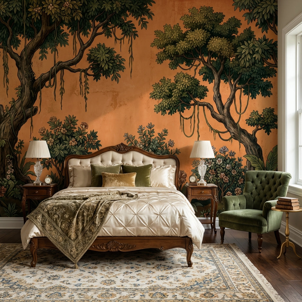 Tree Wallpaper Vintage Floral Wall Mural