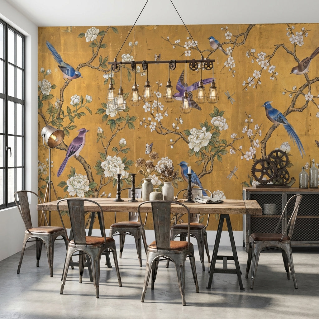 Oriental Wallpaper Birds Chinoiserie Wall Mural