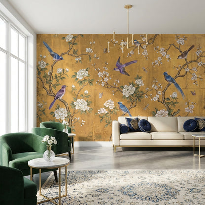 Oriental Wallpaper Birds Chinoiserie Wall Mural
