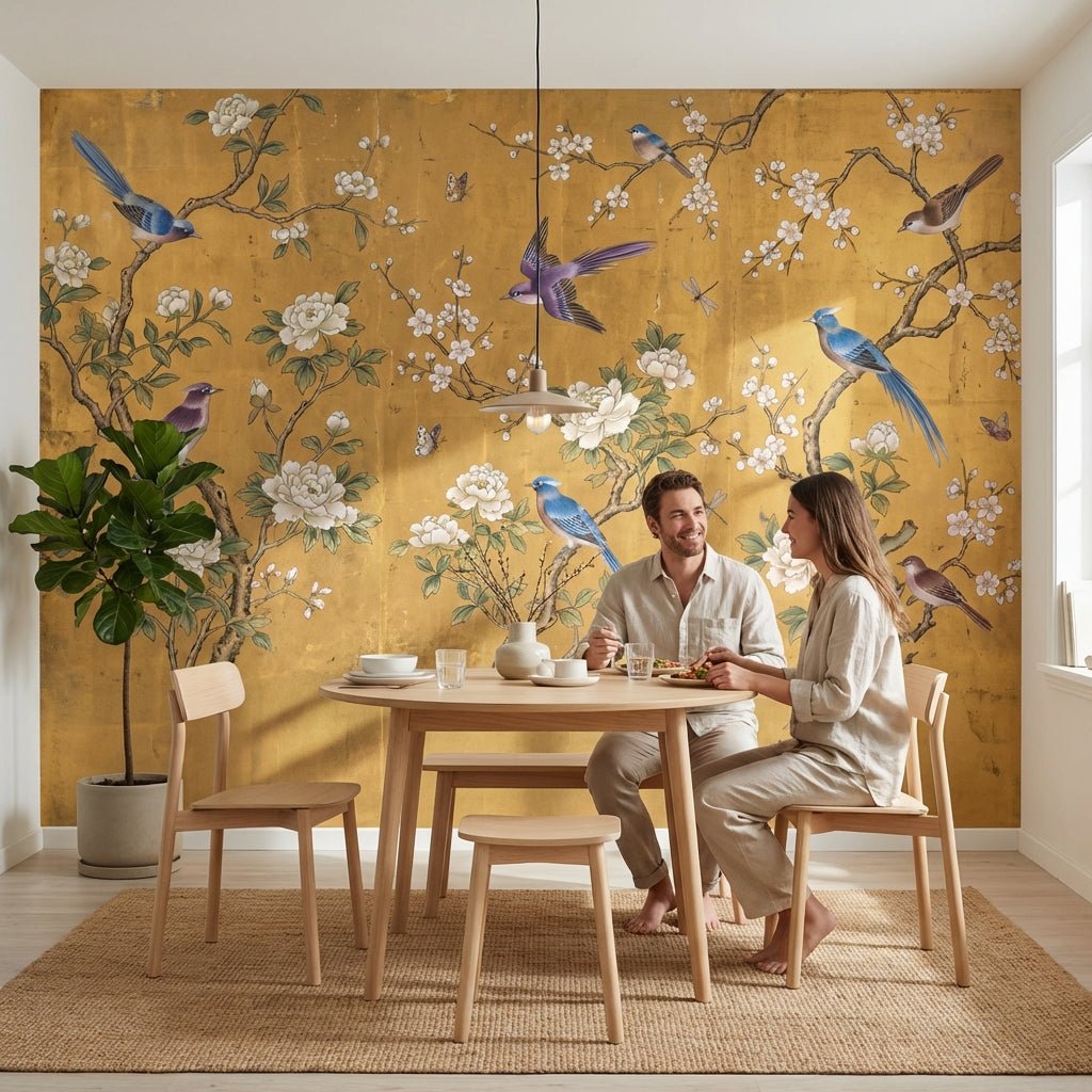 Oriental Wallpaper Birds Chinoiserie Wall Mural