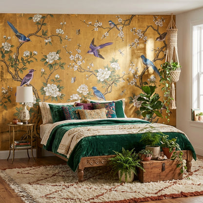Oriental Wallpaper Birds Chinoiserie Wall Mural