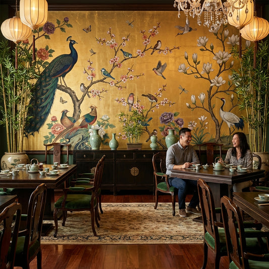 Peacock Wallpaper Floral Birds Wall Mural