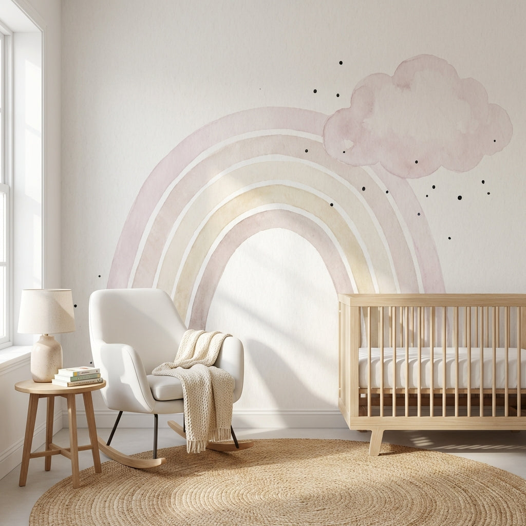Watercolor Cloud Wallpaper Rainbow Minimalist Wall Mural