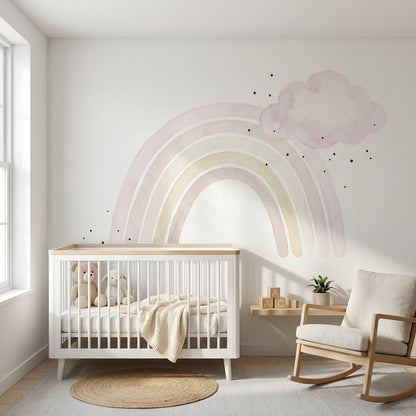 Watercolor Cloud Wallpaper Rainbow Minimalist Wall Mural